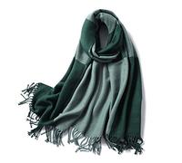 OXOLAMRIN Sciarpa Winter Warmth, Sciarpa invernale da donna in cashmere con frange multicolore(Dark Green)