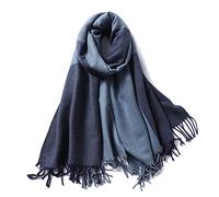 OXOLAMRIN Sciarpa Winter Warmth, Sciarpa invernale da donna in cashmere con frange multicolore(Navy)