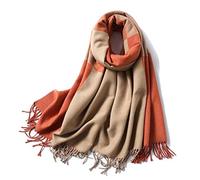 OXOLAMRIN Sciarpa Winter Warmth, Sciarpa invernale da donna in cashmere con frange multicolore(Orange Red Khaki)