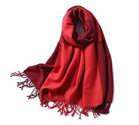 OXOLAMRIN Sciarpa Winter Warmth, Sciarpa invernale da donna in cashmere con frange multicolore(Red)