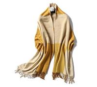 OXOLAMRIN Sciarpa Winter Warmth, Sciarpa invernale da donna in cashmere con frange multicolore(Yellow Khaki)