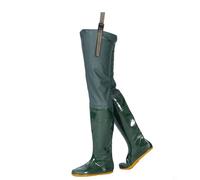 OXOLAMRIN Stivali da pesca, PVC Waterproof Hip Wader Boots Cleated Outsole Green Multiple Sizes Unisex(6.5)