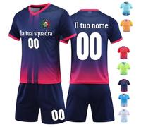OXOQAQ Divise Calcio Personalizzate con Numero Nome Team Logo Completi da Calcio Bambino Uomo
