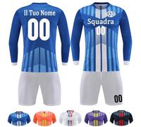 OXOQAQ Maglia Calcio Manica Lunga Bambino Personalizzabile Set Divise Calcio Bambini Blu S