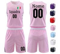 OXOQAQ Magliette e Pantaloncini da Canotta Basket 2 Pezzi con Nome Numero Logo Squadra Completo Basket Personalizzabile Bambino