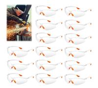 OXRXRO 15 Pezzi Occhiali di Sicurezza Trasparenti, Occhiali Protettivi da Lavoro Laboratorio Chimica, Occhiali di Protezione con Ponte del Naso e Punte di Ramo in Gomma