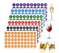 OXTXO Adesivi numerati per bicchieri 1-50 (2,5 cm / 1 pollice), 6 fogli etichette autoadesive per flute da champagne, matrimonio, festa, bar ed eventi