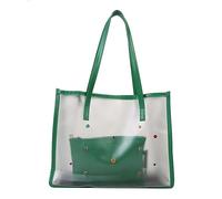 Oxtxuzdm 2 pz/set elegante chiaro sacchetto di totalizzatore del PVC con le borse di spalla di grande capacità perfetto per il lavoro della spiaggia e il tempo libero, Verde, One Size