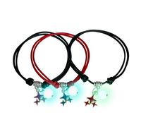 Oxtxuzdm 3 braccialetti coppia amore stella luna braccialetti per amicizia sorella donne uomo portafortuna regalo gioielli stella luna set corda regolabile mano, Misura unica, come descritto