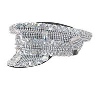 Oxtxuzdm Bejeweled, cappello da capitano con cristalli, per discoteca, cocktail, feste, vacanze, cristalli scintillanti, per sposa e matrimoni