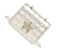 Oxtxuzdm Borsa a tracolla da donna Elegante borsa a tracolla Borsa a tracolla Borsa quadrata in pelle PU Borsa per appuntamenti Borsa a tracolla Star Messenger Bag, Argento, as size