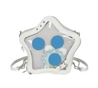 Oxtxuzdm Borsa a tracolla in pelle PU Itabag Zaino Borsa a tracolla Bella Pin Display Borsa a forma di stella Itabag Borse a tracolla per donna Ita Pins Display a tracolla singola, bianco, One Size