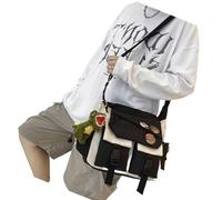 Oxtxuzdm Borsa a tracolla piccola borsa a tracolla impermeabile borsa a tracolla multi tasca borsa in nylon borsa da donna M, Bianco e nero Plus Dinosauri, 31*25*12cm