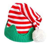 Oxtxuzdm Cappello lavorato a maglia elfi con pompon per le vacanze Capodanno Simbolo di Natale Allegro Leprechaun a righe cappello a righe