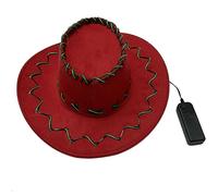 Oxtxuzdm Cappello piatto con visiera a LED, cappello western illuminato da cowgirl mago adulto unisex costume cosplay night club copricapo western illuminato cowboy