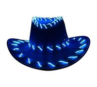 Oxtxuzdm Cappello piatto con visiera a LED, cappello western illuminato da cowgirl mago adulto unisex costume cosplay night club copricapo western illuminato cowboy