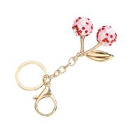 Oxtxuzdm Ciliegie scintillanti portachiavi fascino borsa accessorio moda strass frutta a forma di anello ornamento per le donne alla moda portachiavi donna, Due colori., green leaves