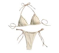 Oxtxuzdm Costumi da bagno da donna 2 pezzi allacciato al collo Set Costumi da bagno con spalline Reggiseno a taglio alto Mutandine Costumi da bagno a vita bassa Allacciatura Costume da bagno Donna