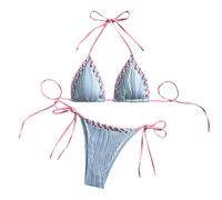 Oxtxuzdm Costumi da bagno da donna 2 pezzi allacciato al collo Set Costumi da bagno con spalline Reggiseno a taglio alto Mutandine Costumi da bagno a vita bassa Allacciatura Costume da bagno Donna