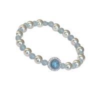 Oxtxuzdm Elegante accessorio da polso da donna con perle di acquamarina naturale, che offre un tocco di eleganza e comfort da indossare tutti i giorni, Misura unica, come descritto
