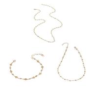 Oxtxuzdm Elegante Set Tre Con Collana E Bracciale Sulla Clavicola A Forma Y Per Le Donne Gioielli In Lega Leggera Regalo Minimalista Gioielli Corpo Feste Estive