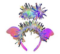 Oxtxuzdm Fascia da angelo da donna con luce per aggiungere un tocco di magia alla tua festa o alla settimana del libro, costume da festa per adulti con fascia luminosa a LED