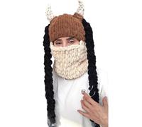 Oxtxuzdm Grazioso cappello di Halloween per donne e uomini all'uncinetto MedievalWarrior VikingHat per ragazzi accessorio novità divertente barba caldo inverno