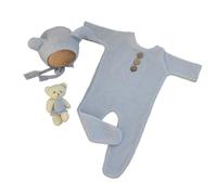 Oxtxuzdm Orso Tema Bambino Cappello Pagliaccetto Costume Set Foto Outfit Servizio Fotografico Vestito Neonato Doccia Fornitura Infante Fotografia Cartoon Bear Per Il Bambino