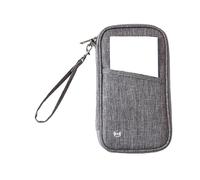 Oxtxuzdm Portadocumenti da viaggio leggero, in tessuto Oxford impermeabile e scomparti per carte dedicati, multi slot per carte di credito, porta passaporto, grigio