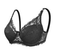 Oxtxuzdm Reggiseno da donna in pizzo senza ferretto imbottito reggiseno sfoderato copertura completa plus size bralette lingerie quotidiana da donna push up bralette, Nero , 75D