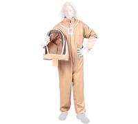 Oxtxuzdm Tuta professionale per apicoltura a copertura completa, in misto cotone, ventilato, con tasche per attrezzi, polsi elastici, caviglie, con tenda staccabile e guanti in pelle di capra