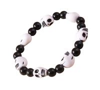 Oxtxuzdm Unico Teschio Bead Stretch Per Il Partito Indossare Elegante Resina Perline Handchain Gioielli Versatile Moda Braccialetto Punk Accessori, Misura unica, come descritto