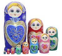 Oxxggkao 10Pcs Tradizionale Babushka Russo Nesting Bambole Dipinte A Mano Legno Matrioska Folk Arts Figura Da Collezione Russo