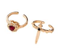 Oxxggkao 2 anelli gotici scuri con croci e cuori regolabili in lega per uomini e donne regalo romantico anelli di coppia regolabili, Red, come descritto, come descritto