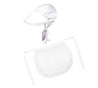 Oxxggkao 2 pezzi costume coloniale bianco cappello coloniale cofano grembiule vita volant accessori cameriera per donne ragazze cameriera rivoluzionario cosplay