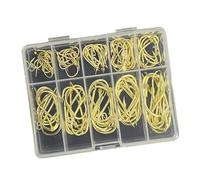 Oxxggkao 70/100pcs Acciaio al carbonio Eyed Pesce Amo con Vano Box Cerchi Metallo Accessori Pesca Accessori Pesca Acciaio al Carbonio Occhi Pesci