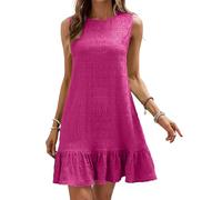 Oxxggkao Abito da donna senza maniche con scollo rotondo, alla moda e pratico, per ogni occasione, da abbinare con accessori senza maniche, Rosso rosato, L