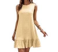 Oxxggkao Abito da donna senza maniche con scollo rotondo, alla moda e pratico, per ogni occasione, da abbinare con accessori senza maniche, Albicocca, S