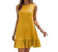 Oxxggkao Abito da donna senza maniche con scollo rotondo, alla moda e pratico, per ogni occasione, da abbinare con accessori senza maniche, Giallo zenzero, S