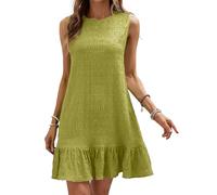 Oxxggkao Abito da donna senza maniche con scollo rotondo, alla moda e pratico, per ogni occasione, da abbinare con accessori senza maniche, Verde chiaro, M