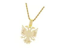 Oxxggkao Albania Accipiter Statement Collana con Zircone Completa Abbellimento Uomo Donna Pezzo Gioielli Oro Argento Trendy Neckchain, 50cm, come descritto, come descritto