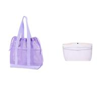 Oxxggkao Borsa a tracolla, casual, da spiaggia, Hobos, da donna, con tasche interne, per picnic in spiaggia, vacanze, shopping, in rete, Viola, Small