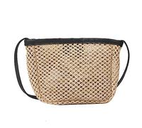 Oxxggkao Borsa a tracolla in tessuto casual da viaggio 2023 SummerBeach spalla per ragazza donna paglia tessuto quadrato piccola borsa, Nero , One Size