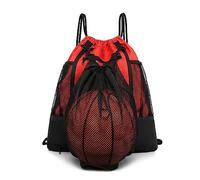 Oxxggkao Borsa a tracolla pieghevole da calcio con coulisse zaino da palestra portatile laterale in rete sportiva con cerniera zaino da basket borsa sportiva all'aperto