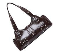 Oxxggkao Borsa da moto a forma di gnocchi, con rivetti, borsa a tracolla in pelle PU per ascelle per pendolari quotidiani e festival, borsa alla moda in PU, Caff