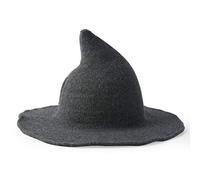 Oxxggkao Cappello da strega invernale da donna, caldo, in finta lana, lavorato a maglia, a tinta unita, a tesa larga, per cosplay, feste, mago, cappello a secchiello a punta, per coda di cavallo