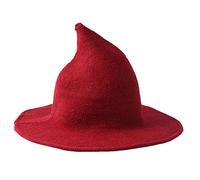 Oxxggkao Cappello da strega invernale da donna, caldo, in finta lana, lavorato a maglia, a tinta unita, a tesa larga, per cosplay, feste, mago, cappello a secchiello a punta, per coda di cavallo