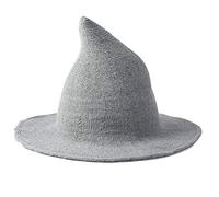 Oxxggkao Cappello da strega invernale da donna, caldo, in finta lana, lavorato a maglia, a tinta unita, a tesa larga, per cosplay, feste, mago, cappello a secchiello a punta, per coda di cavallo