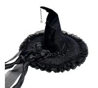 Oxxggkao Cappello da strega lusso Look malvagio elegante per la festa Halloween Cappello da strega Halloween in più colori leggero e facile da trasportare