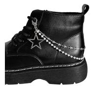 Oxxggkao Catene per scarpe a doppio strato, alla moda, decorazione per lacci delle scarpe, a forma di stella, cuore, perle, fibbia, per stivali e scarpe di tela, accessorio dichiarazione, Stella